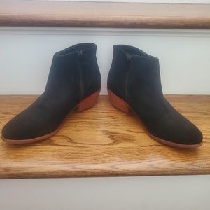 BODEN WOMEN'S BLACK SUEDE ALMOND TOE ANKLE BOOTIES BOOT SIZE US 7